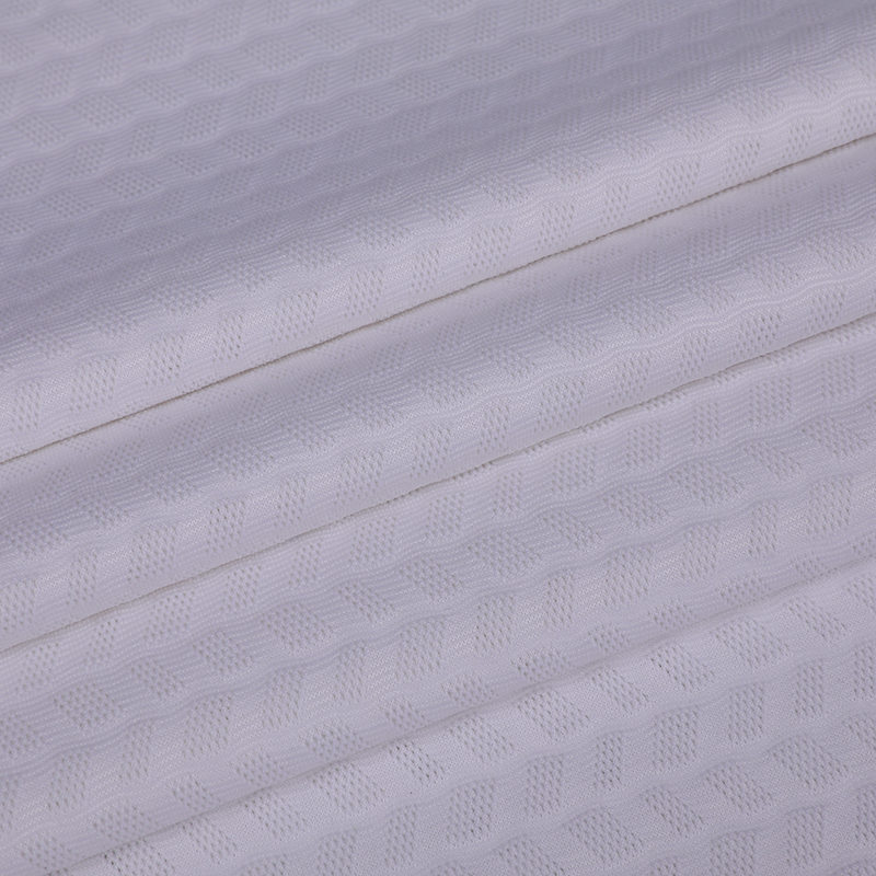 BPJ0671 Beyaz Diagonal Square Jacquard Polyester Amonyak Spor Giyim Kumaş